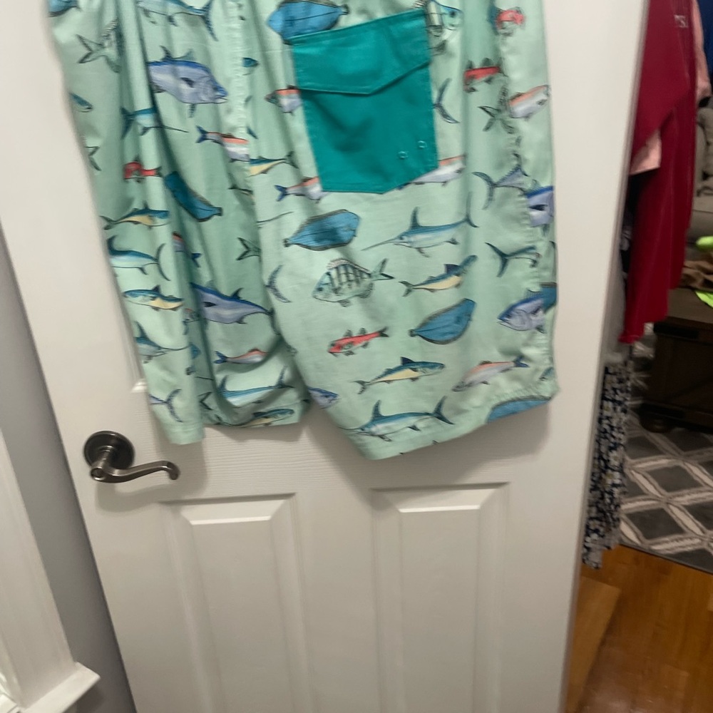 Playful Green Fish Pattern Board Shorts - Picture 15 of 15